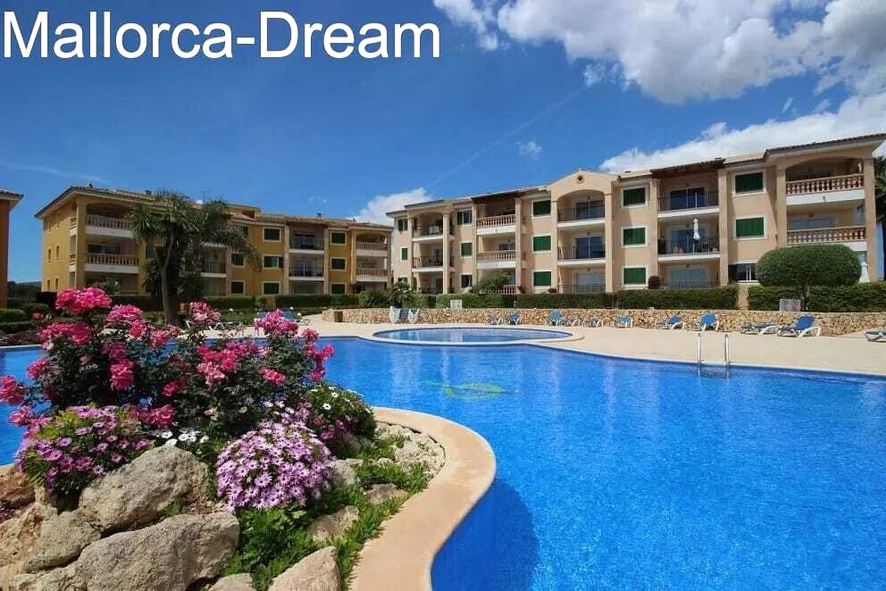 Porto Cristo Novo: Sea View Apartment with Terrace + 85 m² Garden, Palm Pool + Parking Space Porto Cristo Novo: Sea View Apartment with Terrace + 85 m² Garden, Palm Pool + Parking Space